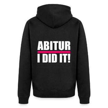 Abitur - Unisex Premium Bio Zip Hoodie - Schwarz - Hinten - Nico (187cm)