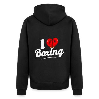 I love Boxing - Unisex Premium Organic Zip Hoodie - black - Back - Nico (187cm)
