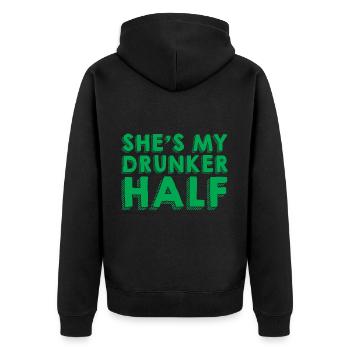 She's My Drunken Half 3 - Unisex Premium Bio Zip Hoodie - Schwarz - Hinten - Nico (187cm)
