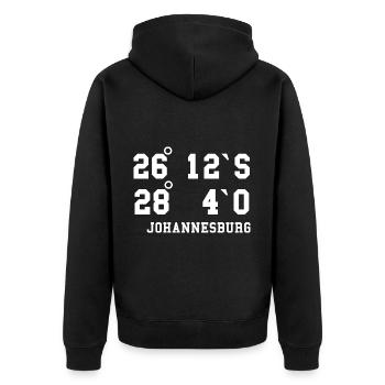 Johannesburg Koordinaten Südafrika Urlaub Idee - Unisex Premium Bio Zip Hoodie - Schwarz - Hinten - Nico (187cm)