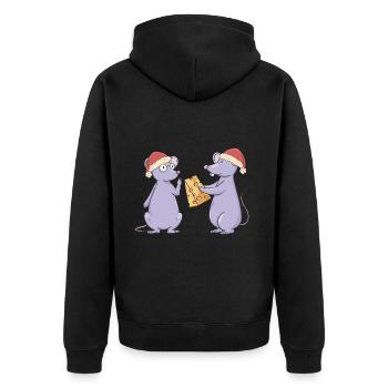 Santa Claus St. Nicholas Mice Mouse Santa Cheese - Unisex Premium Organic Zip Hoodie - black - Back - Nico (187cm)