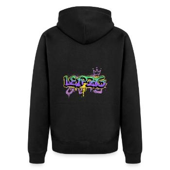 Leipzig Deutschland Stadt Graffiti Sprayer Skater - Unisex Premium Bio Zip Hoodie - Schwarz - Hinten - Nico (187cm)