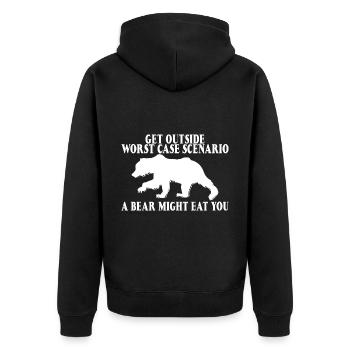 Get Outside, Worst Case Scenario, A Bear Eats You9 - Unisex Premium Organic Zip Hoodie - black - Back - Nico (187cm)