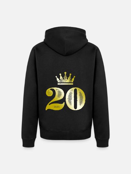 20 Number Crown Gold - Unisex Premium Organic Zip Hoodie - black