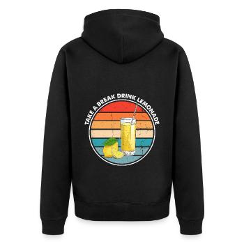 Lemon Design Lemonades Stand Boss Lemon Sale - Unisex Premium Organic Zip Hoodie - black - Back - Nico (187cm)