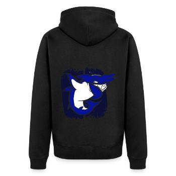 Liebt Kobold Hai Geschenk - Unisex Premium Bio Zip Hoodie - Schwarz - Hinten - Nico (187cm)