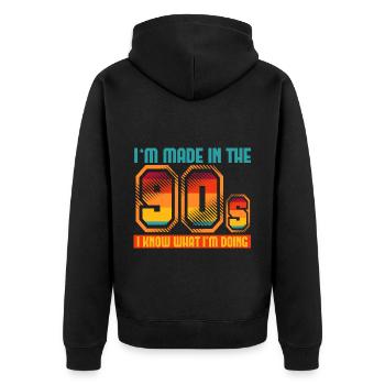 I'm Made In The 90s, I Know What I'm Doing - Unisex Premium Organic Zip Hoodie - black - Back - Nico (187cm)