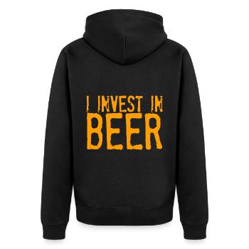 I Invest In Beer 2 - Unisex Premium Bio Zip Hoodie - Schwarz - Hinten - Nico (187cm)