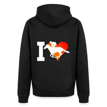 Dressour Racing Riding Riders Show Jumping - Unisex Premium Organic Zip Hoodie - black - Back - Nico (187cm)
