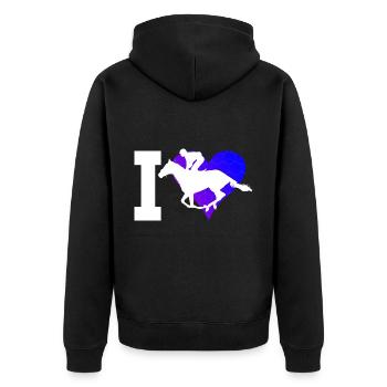 Show jumping Riding Riders Hunting - Unisex Premium Organic Zip Hoodie - black - Back - Nico (187cm)
