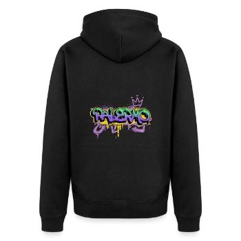 Palermo Italien Stadt Graffiti Spray Sprayer - Unisex Premium Bio Zip Hoodie - Schwarz - Hinten - Nico (187cm)