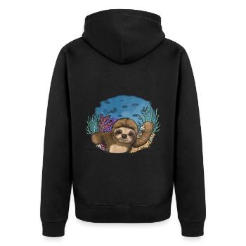 Scuba Diving Sloth Lazy Animal Diving I Gift - Unisex Premium Organic Zip Hoodie - black - Back - Nico (187cm)