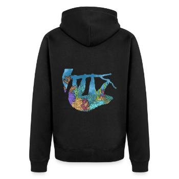 Scuba Diving Sloth Lazy Animal Diving I Gift - Unisex Premium Organic Zip Hoodie - black - Back - Nico (187cm)