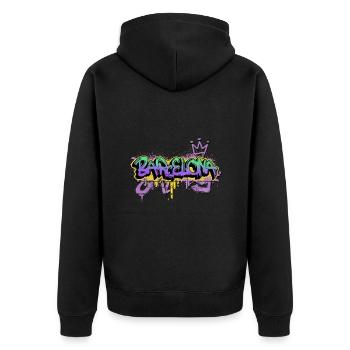 Barcelona Spanien Stadt Graffiti Spray Sprayer - Unisex Premium Bio Zip Hoodie - Schwarz - Hinten - Nico (187cm)