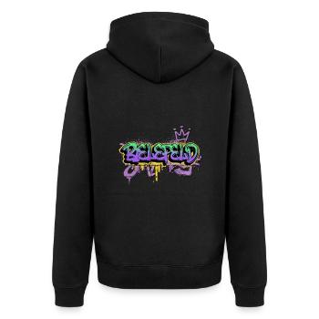 Bielefeld Deutschland Stadt Graffiti Spray Sprayer - Unisex Premium Bio Zip Hoodie - Schwarz - Hinten - Nico (187cm)
