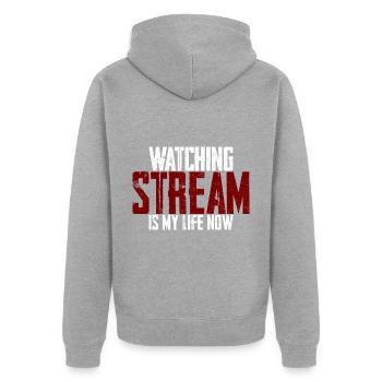 Watching Stream Is My Life Now - Unisex Premium Organic Zip Hoodie - heather grey - Back - Nico (187cm)