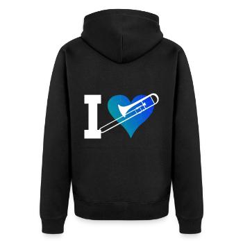 Tenor Trombone Trombone Brass Band Brass Instrument - Unisex Premium Organic Zip Hoodie - black - Back - Nico (187cm)