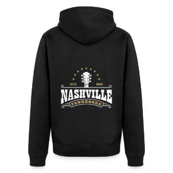 Nashville Music City Tennessee USA Musikliebhaber - Unisex Premium Bio Zip Hoodie - Schwarz - Hinten - Nico (187cm)