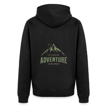 Outdoor Adventure Explorer Berge Naturliebhaber - Unisex Premium Bio Zip Hoodie - Schwarz - Hinten - Nico (187cm)
