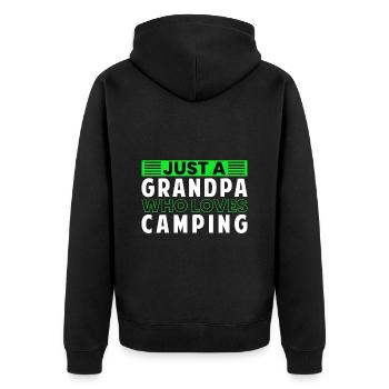 Just A Grandpa Who Loves Camping - Unisex Premium Organic Zip Hoodie - black - Back - Nico (187cm)