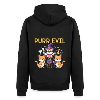 Halloween Katzen Hexe - Unisex Premium Bio Zip Hoodie - Schwarz - Hinten - Nico (187cm)