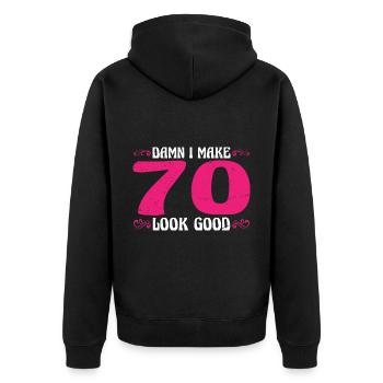 Damn I Make 70 Look Good 3 - Unisex Premium Organic Zip Hoodie - black - Back - Nico (187cm)