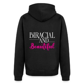 Biracial And Beautiful 2 - Unisex Premium Organic Zip Hoodie - black - Back - Nico (187cm)