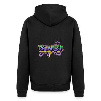Erlangen Deutschland Stadt Graffiti Spray Sprayer - Unisex Premium Bio Zip Hoodie - Schwarz - Hinten - Nico (187cm)