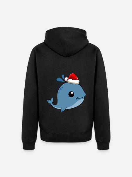 Whale Comic Christmas - Unisex Premium Organic Zip Hoodie - black