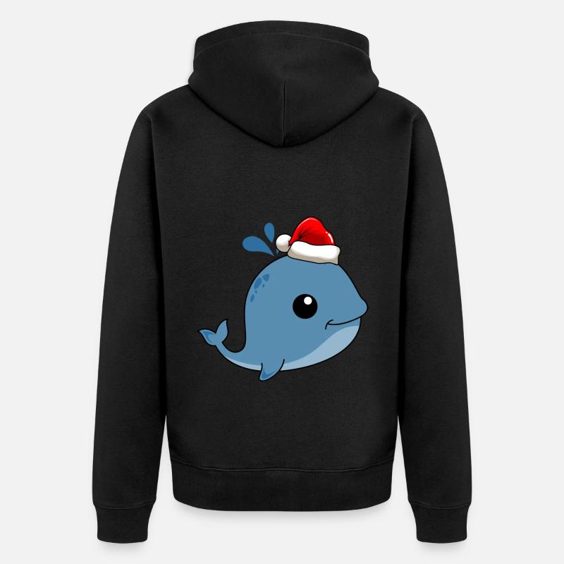 Whale Comic Christmas - Unisex Premium Organic Zip Hoodie - black