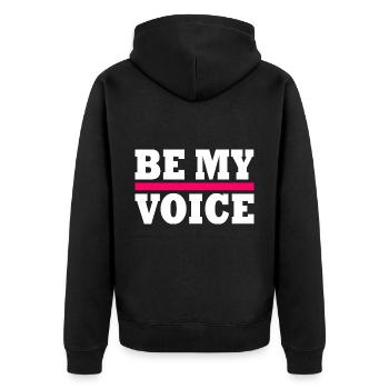 Be my voice iran - Unisex Premium Organic Zip Hoodie - black - Back - Nico (187cm)