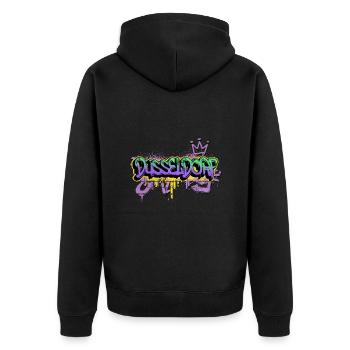 Düsseldorf Deutschland Graffiti Spray Sprayer - Unisex Premium Bio Zip Hoodie - Schwarz - Hinten - Nico (187cm)