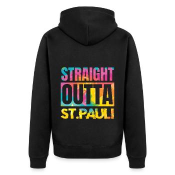 St Pauli Hamburg Home Pride Gift - Unisex Premium Organic Zip Hoodie - black - Back - Nico (187cm)