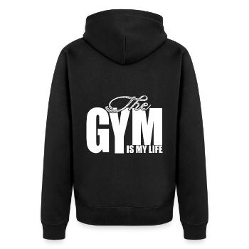 Gym Bodyuilder Fitness T-shirt Geschenkidee - Unisex Premium Bio Zip Hoodie - Schwarz - Hinten - Nico (187cm)