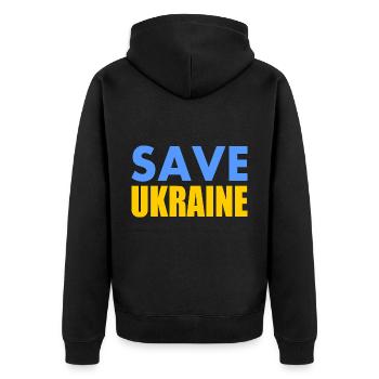 Save ukraine - Unisex Premium Organic Zip Hoodie - black - Back - Nico (187cm)
