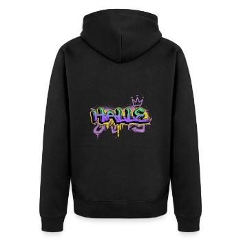 Halle Deutschland Stadt Graffiti Spray Sprayer - Unisex Premium Bio Zip Hoodie - Schwarz - Hinten - Nico (187cm)