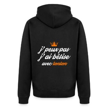 j peux pas j ai bêtise avec tonton - Veste à capuche bio Premium Unisexe - noir - Dos - Nico (187cm)