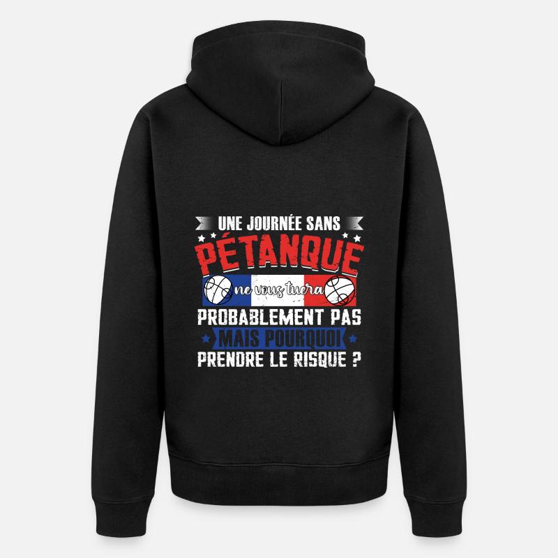 Pétanque Boccia Cadeau - Veste à capuche bio Premium Unisexe - noir