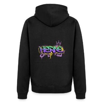 Herne Deutschland Stadt Graffiti Spray Sprayer - Unisex Premium Bio Zip Hoodie - Schwarz - Hinten - Nico (187cm)