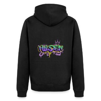 Hilden Germany City Graffiti Spray Sprayer - Unisex Premium Organic Zip Hoodie - black - Back - Nico (187cm)