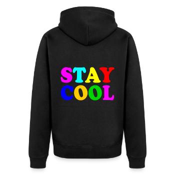 Stay cool - Unisex Premium Bio Zip Hoodie - Schwarz - Hinten - Nico (187cm)