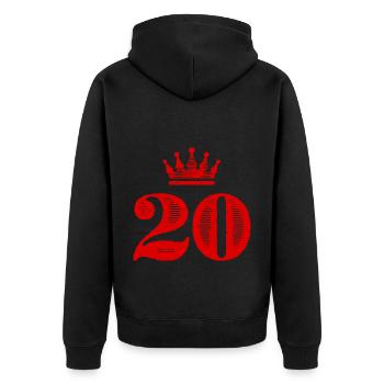 20 Zahl Krone - Unisex Premium Bio Zip Hoodie - Schwarz - Hinten - Nico (187cm)