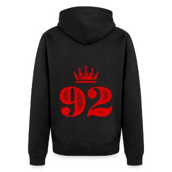92 Number crown - Unisex Premium Organic Zip Hoodie - black - Back - Nico (187cm)