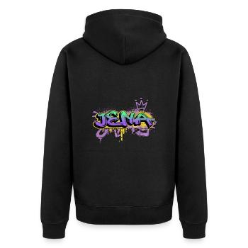 Jena Deutschland Stadt Graffiti Spray Sprayer - Unisex Premium Bio Zip Hoodie - Schwarz - Hinten - Nico (187cm)