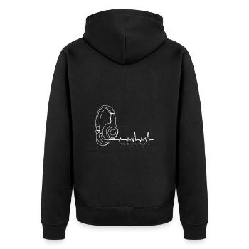 Kopfhörer Musik Zitate Spüche Geschenk - Unisex Premium Bio Zip Hoodie - Schwarz - Hinten - Nico (187cm)