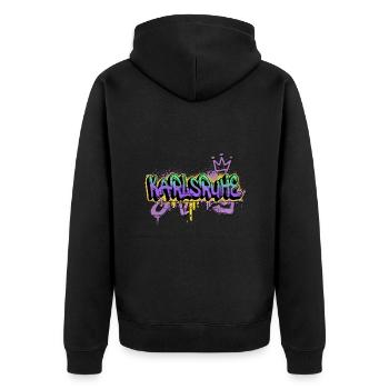 Karlsruhe Deutschland Stadt Graffiti Spray Sprayer - Unisex Premium Bio Zip Hoodie - Schwarz - Hinten - Nico (187cm)
