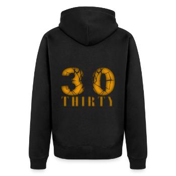 30 Jahre alt, Geburtsspruch - Unisex Premium Bio Zip Hoodie - Schwarz - Hinten - Nico (187cm)