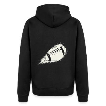 American Football US Sports Gift - Unisex Premium Organic Zip Hoodie - black - Back - Nico (187cm)