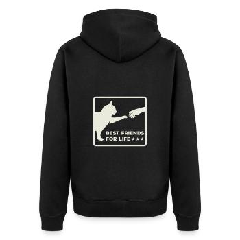 Katze Katzen Spruch Beste Katzen Freunde Geschenk - Unisex Premium Bio Zip Hoodie - Schwarz - Hinten - Nico (187cm)