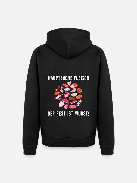 Hauptsache Fleisch - Unisex Premium Bio Zip Hoodie - Schwarz